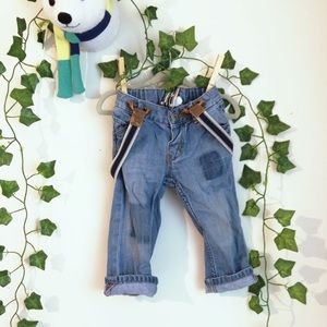 Super Cute Infant Denim Suspender Pants (6-9mo)